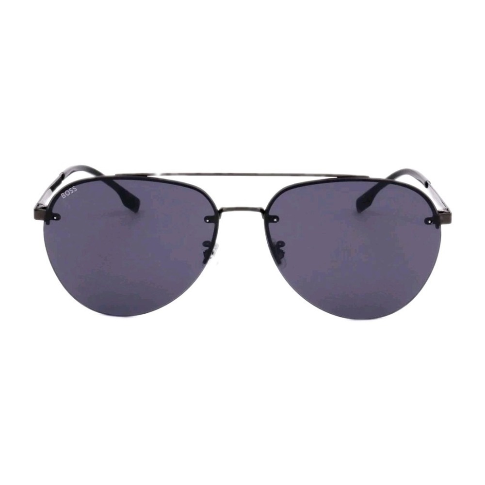 Hugo Boss Aviator Sunglasses Titanium Temples 1537/F/SK Dark Ruth Black NEW $286